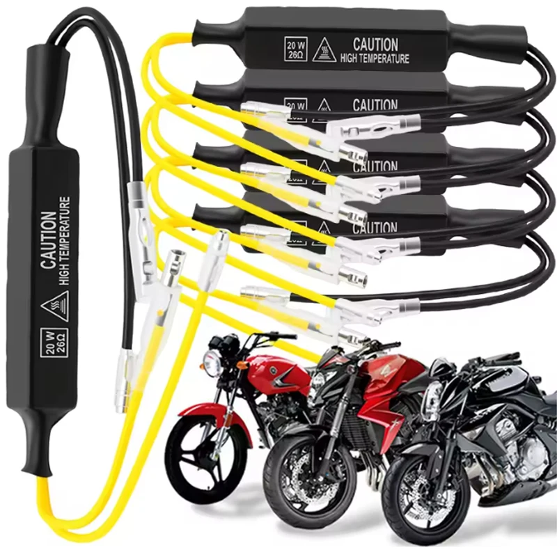 Motorcycle LED Turn Signal Load Resistor Decoder 12V 20W 26 Ohm Cement Hyper Flash Fix Error Canceller Blinker Adapter Cables