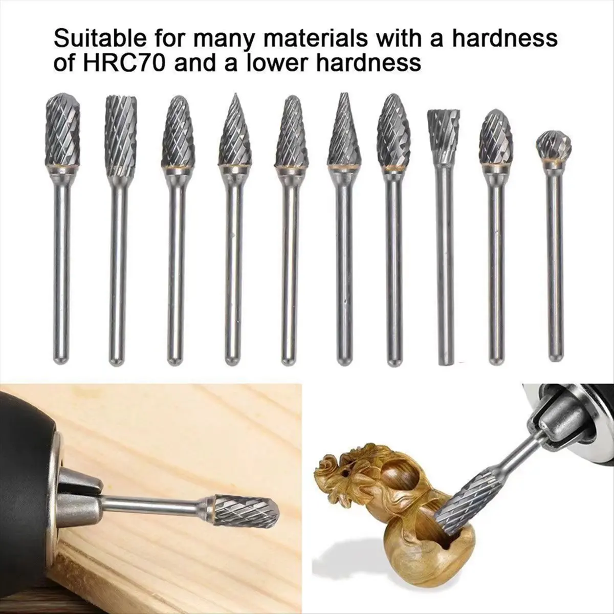 

(AIMA) 10pcs 3mm Shank Tungsten Steel Milling Cutter Burr Diamond Cut Rotary Tools Electric Grinding Rotary Tools