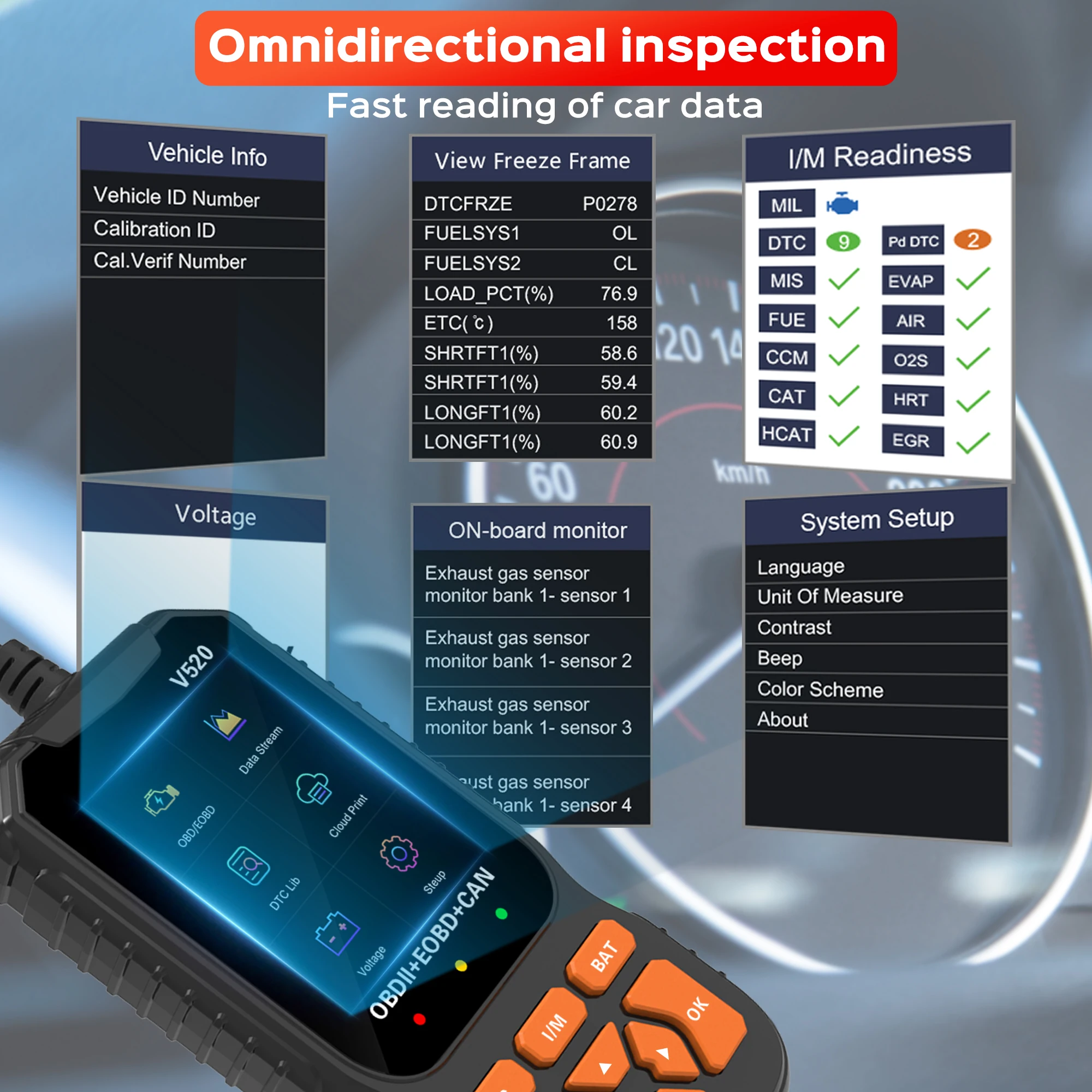 OBD2 Car Scanner Diagnostic Scan Tool,Professional Mechanic Vehicle Fault Code Reader,Auto Read Fault Code Check Engine Light Fo