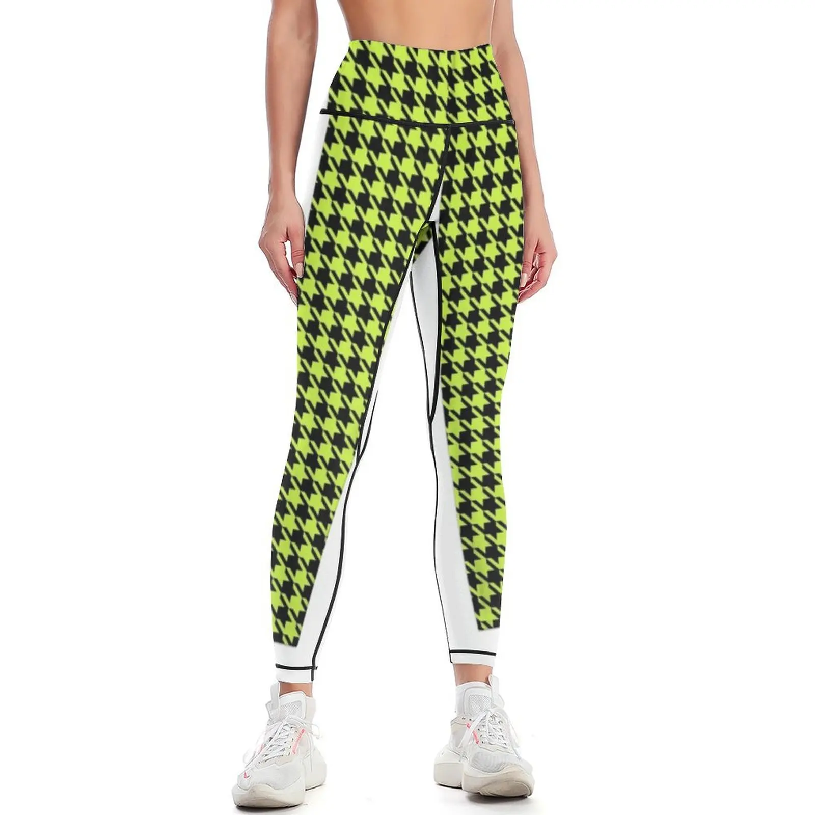 TWICE - Fancy Chaeyoung outfit houndstooth neon dress Leggings push up fitness sports tennis for Training pants Womens Leggings