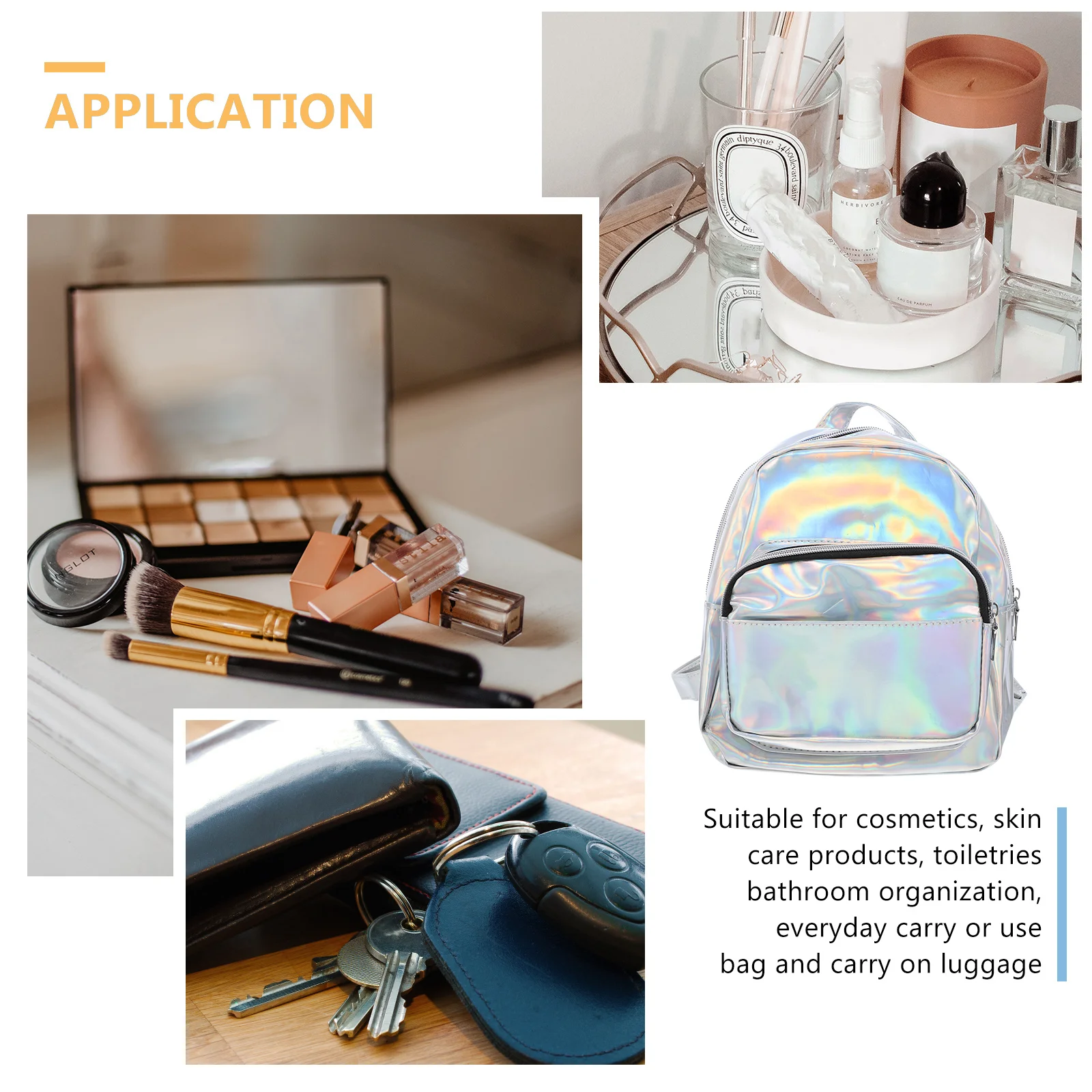 

Glossy Laser Backpack Silver Unicorn Design Large Capacity Fashion Travel Bag For Anti-Theft Zipper Smooth Opening