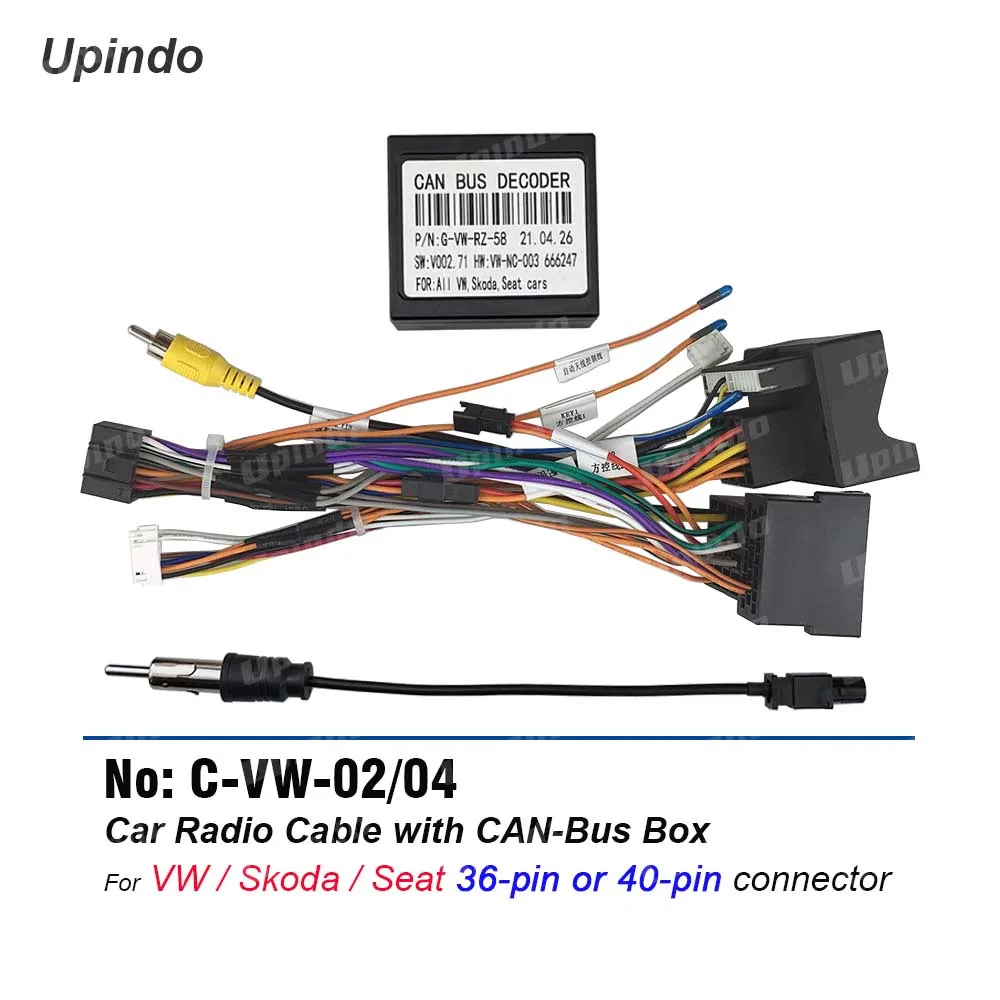 Car Radio Cable with CAN Bus Power Wiring Harness Connector for Volkswagen Lavida Bora VW CC Jetta Passat Skoda Rapid Yeti Seat