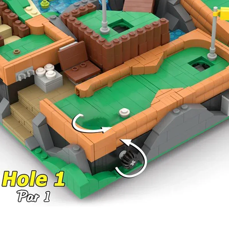 Moc Building Bricks Street View Model Working Mini Golf Course Technology Modular Blocks Gifts Christmas Toys DIY Sets Assembly