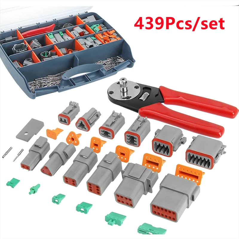 

439pcs /23 sets Waterproof Wire Connector Kit Automotive Car Electrical Wire Connector Sealed Plug with Crimp Tool Box