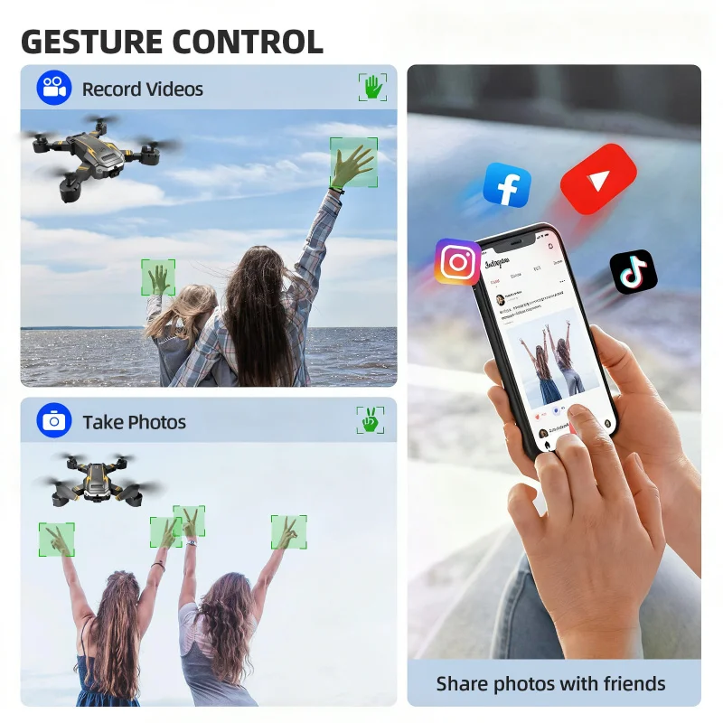 6K Drone HD Dual Camera, Foldable Four-Axis Brushless Motor Aircraft, FPV WIFI Function, Comes with Remote Control and Spare Par