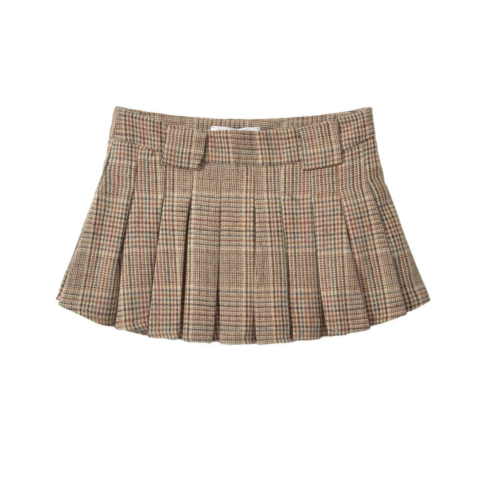 

Vintage mini skirts vintage y2k clothes houndstooth skirts for women short skirts woman pleated skirt luxury designer kawaii