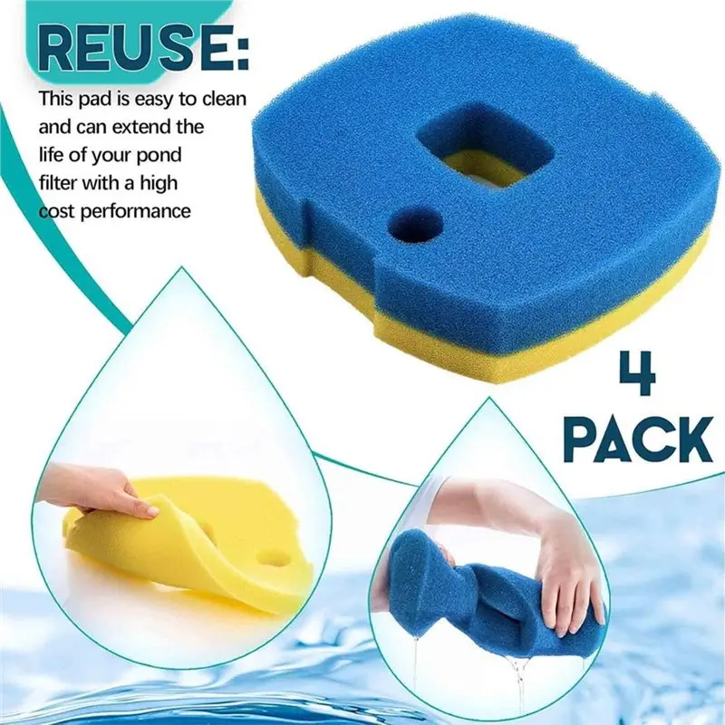 B97A-For Anbull Pond Filter Pump 950/1370Gph Replacement Filter Sponge 4-Pack Fish Tank