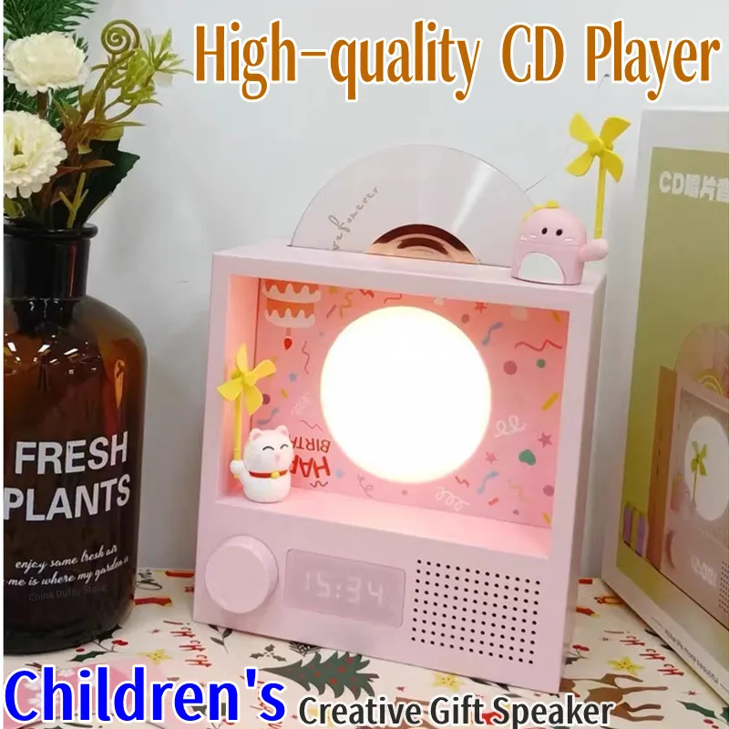 

CD Player Speaker Wireless Bluetooth Speaker High-quality 360 Stereo Desktop Subwoofer Cute Night Light Children's Creative Gift