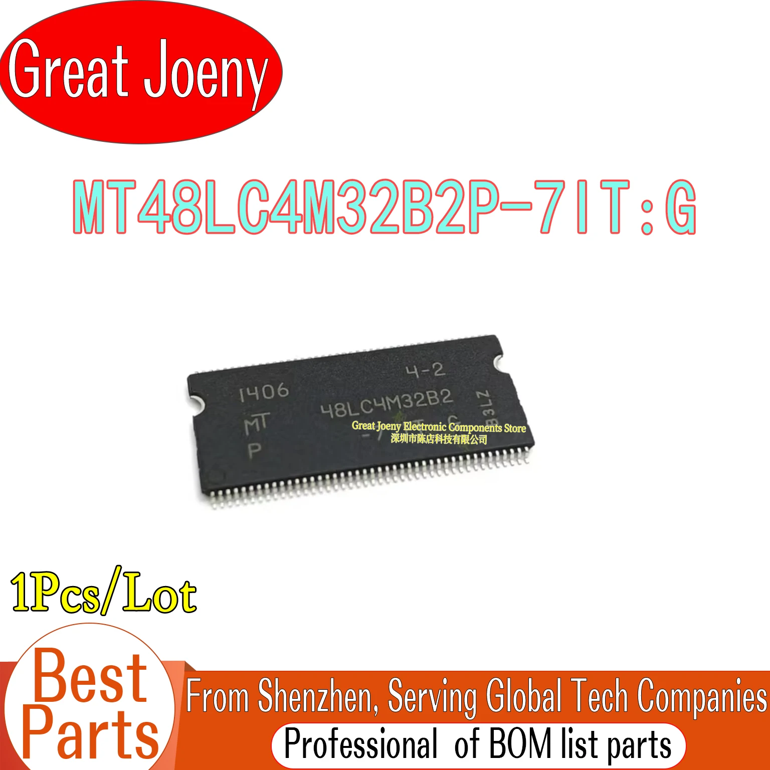 

MT48LC4M32B2P MT48LC4M32B2P-7IT:G 48LC4M32B2 IC Chipset TSOP-86