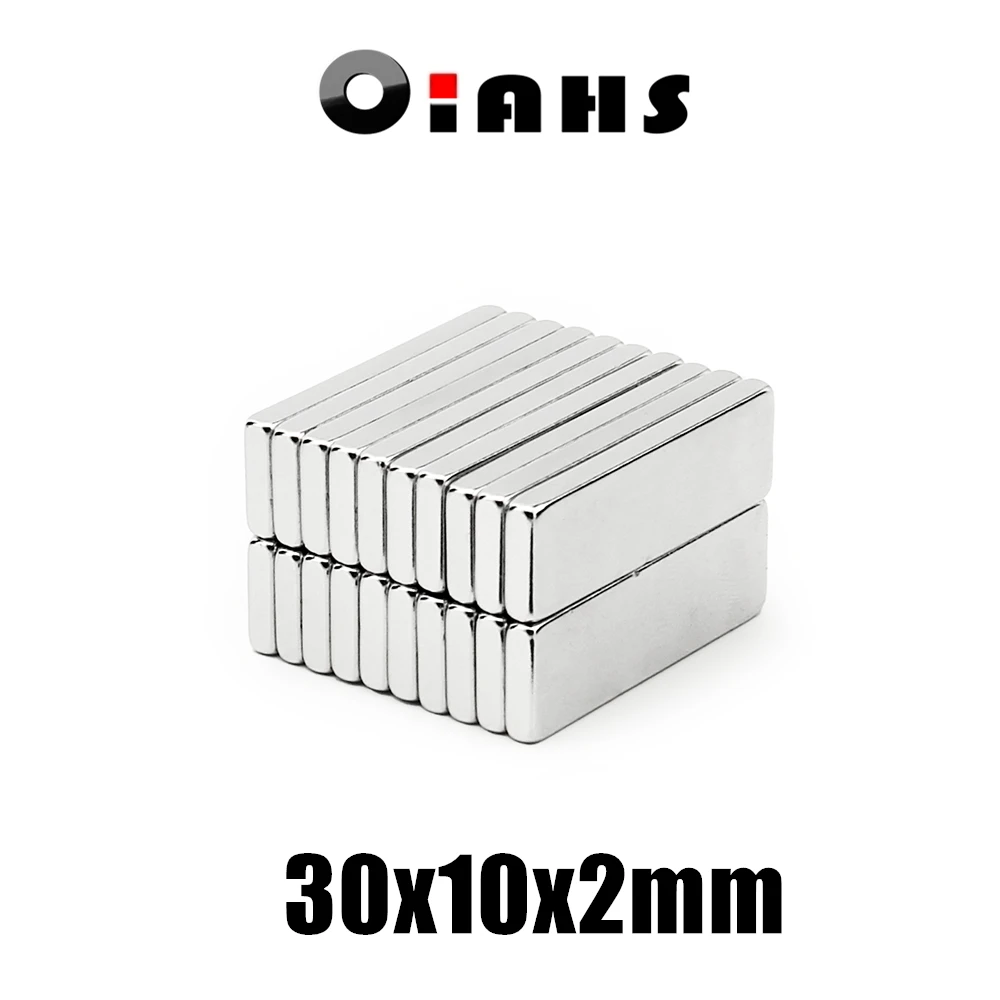 2/5pcs 30x10x2mm Neodymium Magnet 30*10*2mm N35 NdFeB Block Super Powerful Strong Permanent Magnetic imanes Block