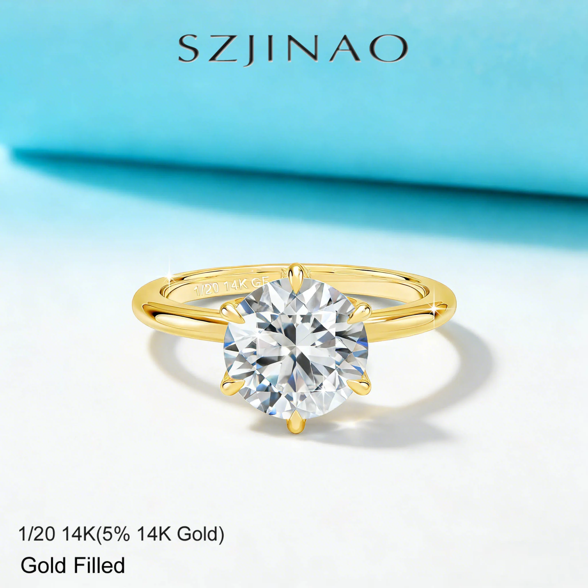 

Настоящее 14-каратное золото с муассанитом цвета D, 6-зубчатое кольцо, минималистское классическое лабораторное кольцо с одним камнем и бриллиантом, подарок на помолвку, ювелирные изделия