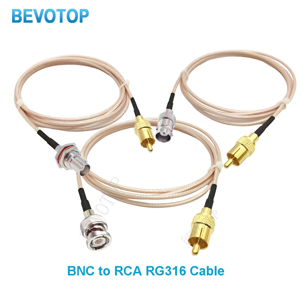 1PCS RG316 Cable BNC Male to RCA Male Plug RG316  50 Ohm RF Coaxial Pigtail Extension Jumper Cord Video Adapter
