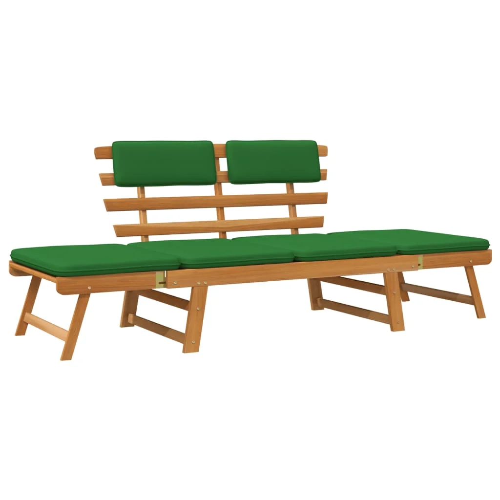 Patio Bench with Cushions 2-in-1 Solid Acacia Wood Green 74.8