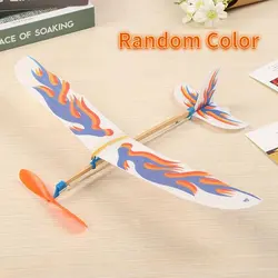 DIY Airplane Glider Assembly Model Toys For Children Hand Throw Flying Glider Planes Elastic Rubber Band Powered Flying Plane