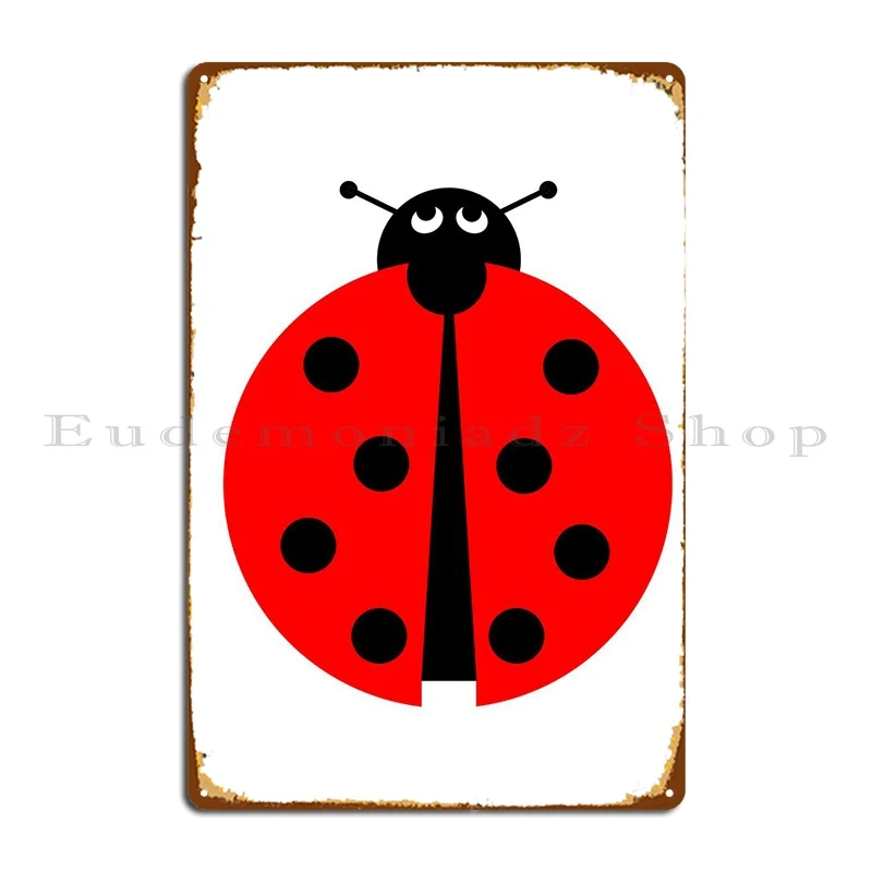 Ladybug Illustration On White Background. Metal Plaque Pub Customize Living Room Designer Cinema Tin Sign Poster