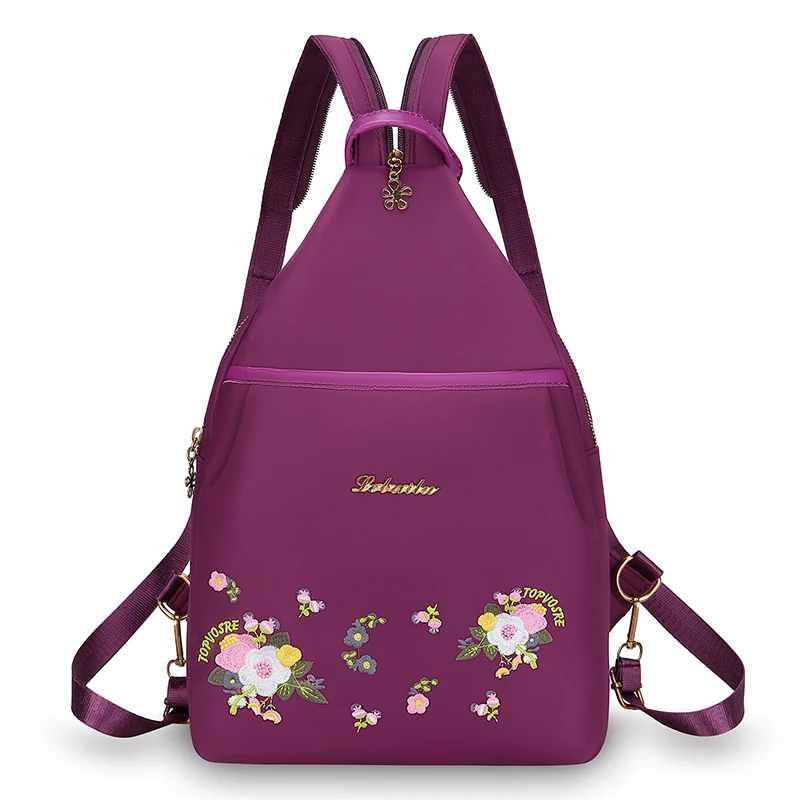 New Versatile Embroidered Ladies Dual Use Chest Bag Oxford Cloth Double Shoulder Bag Women's Bag Mobile Phone Bag Outdoor Tra...