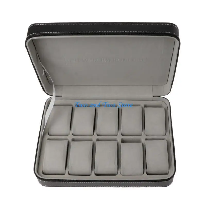 HX6F Watch Box Women Men Watch Display Storage for Case Fits Most Wristwatches and for Smart Watches Holder 10 Slot