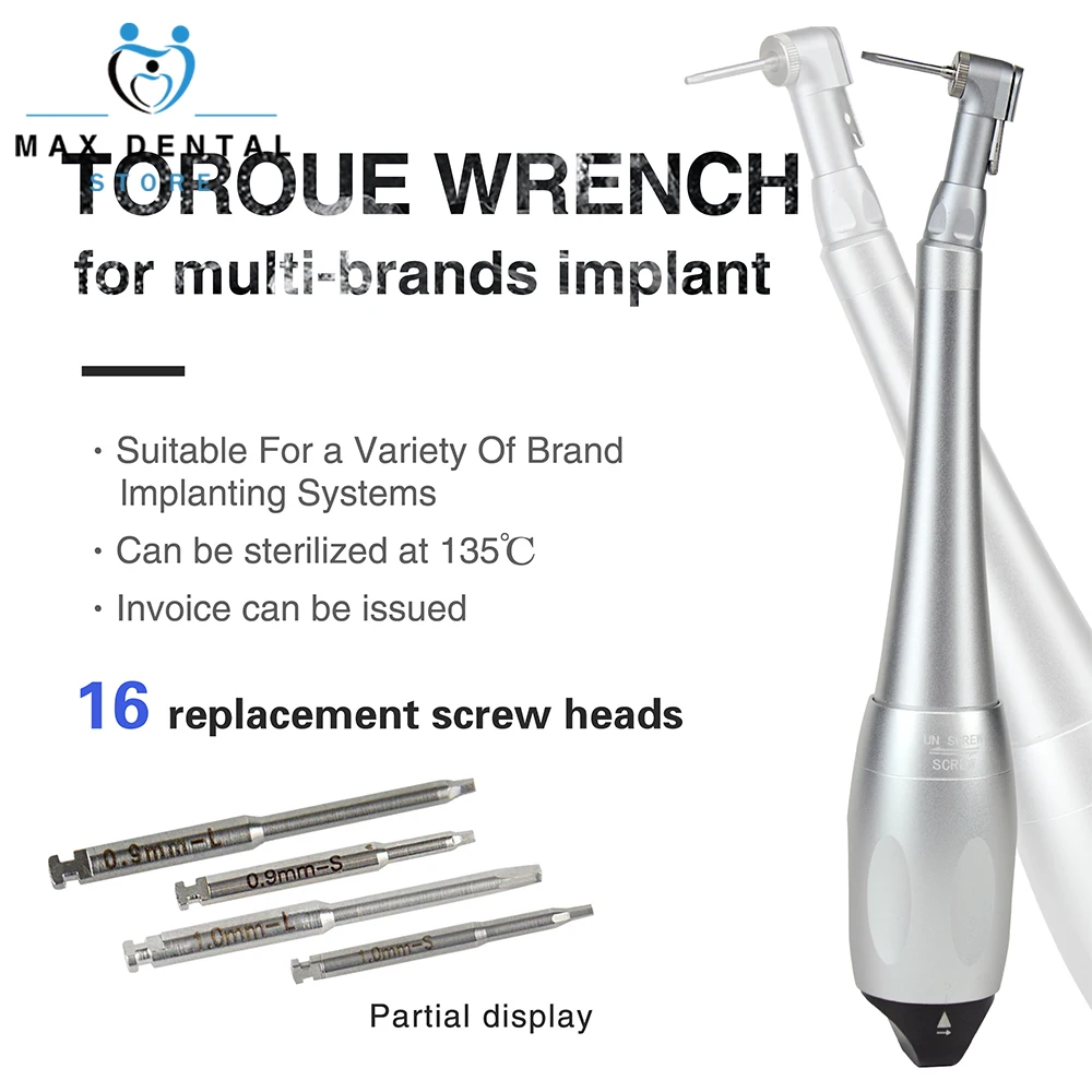 Dental Implant Torque Wrench Handpiece Ratchet Latch Head 16pcs Drivers 7-Speed Adjustable Torque 5N-35N  Dentistry Tools