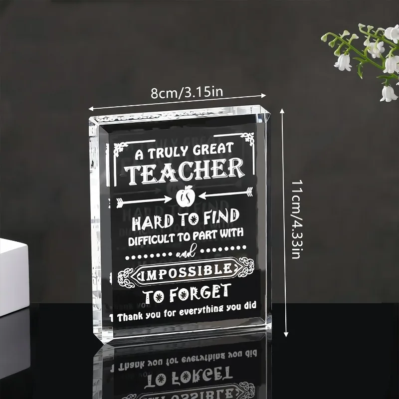 Best Teacher Gifts for Women & Men, Crystal Keepsake for Christmas Valentine's Day, Laser Engraved Appreciation Gift Idea