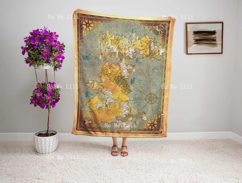 

Westeros Map Flannel Blanket Anniversary Blanket Gift For Got Fan