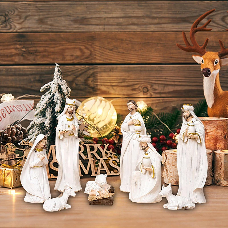 Nativity Scene Figurine Set Jesus Decor Original Christmas Nativity Scene Set Manger Ornaments Gifts Catholic Holy Family Statue