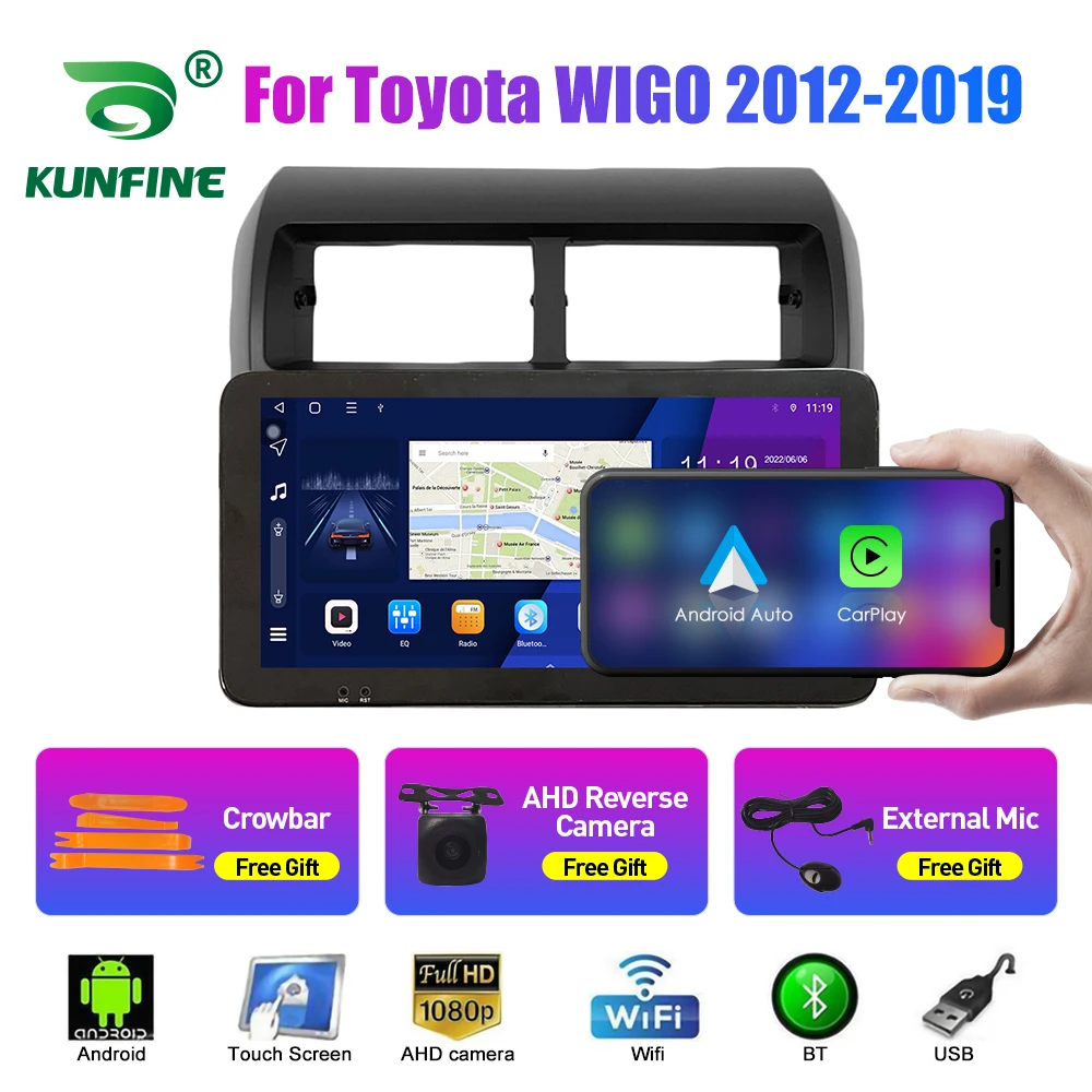

10,33-дюймовый автомобильный радиоприемник для Toyota WIGO 2012-2019 2Din Android, восьмиядерный автомобильный стерео DVD, GPS-навигатор, плеер QLED, экран Carplay