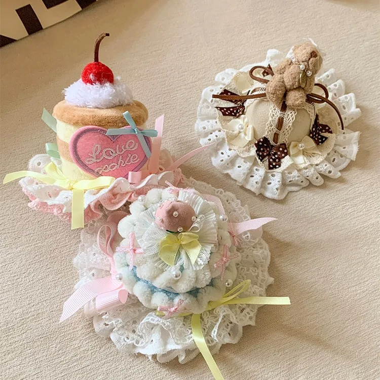Cute Pink Cherry Cake Hat Hair Clip Girl Party Birthday Headwear Sweet For Kawaii Girls Gift Versatile Hair Accessories Fashion