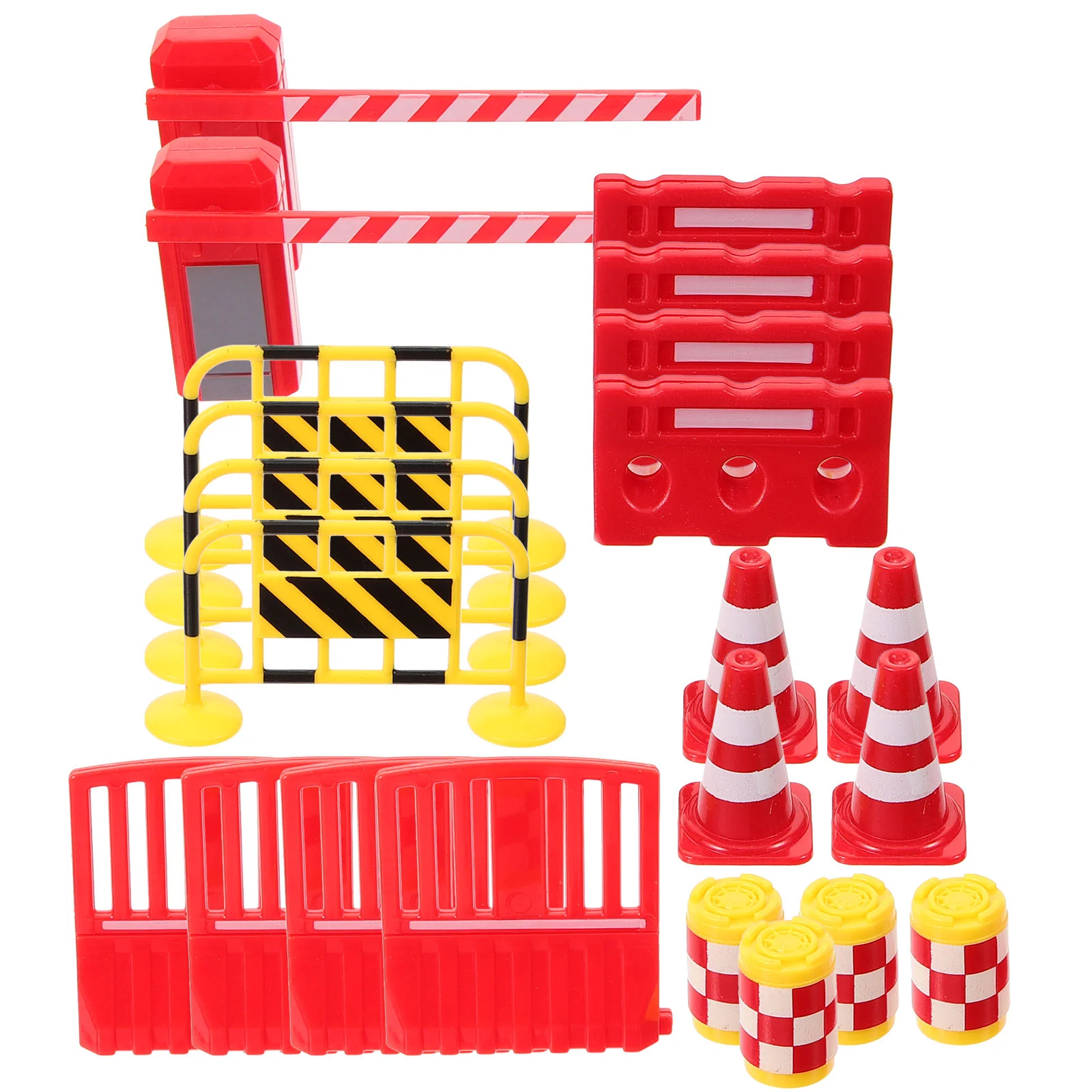 

Parking Lot Road Sign Mini Cones Traffic Toy The Fence Block Model Plastic Miniature Playset Toys