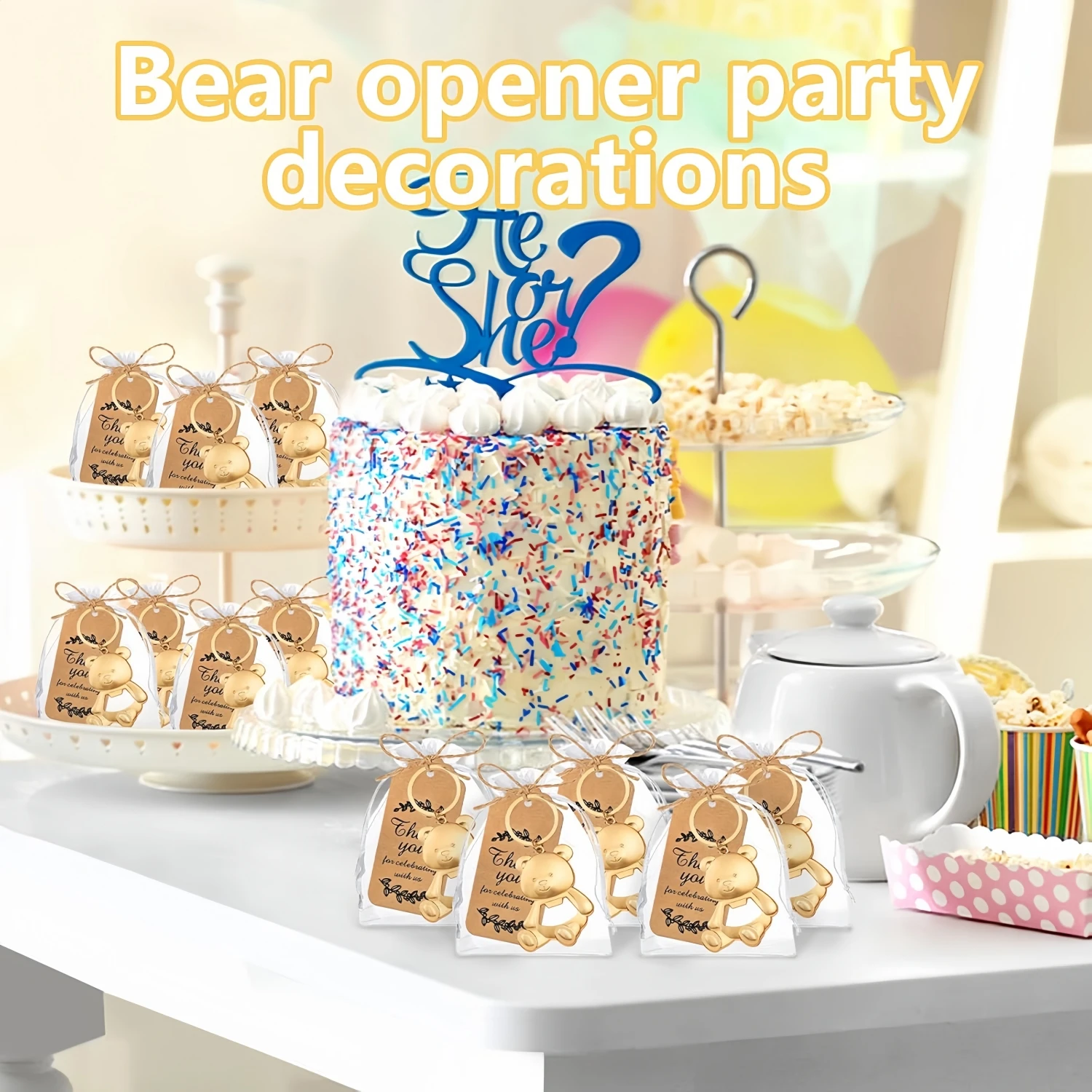 15 Stück/5 Sets Goldener Bären-Schlüsselanhänger Flaschenöffner Geschenk, geeignet für Geburtstagsfeiern, Halloween, Weihnachten und Party-Geschenksets – Detail 10