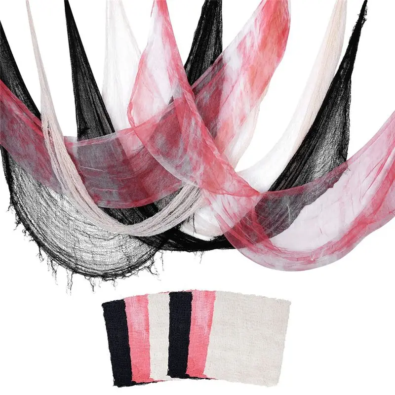 

Набор из 6 тканей для Хэллоуина, 30x72 дюйма, черная жуткая ткань-марля для декора, пугающая ткань для Хэллоуина