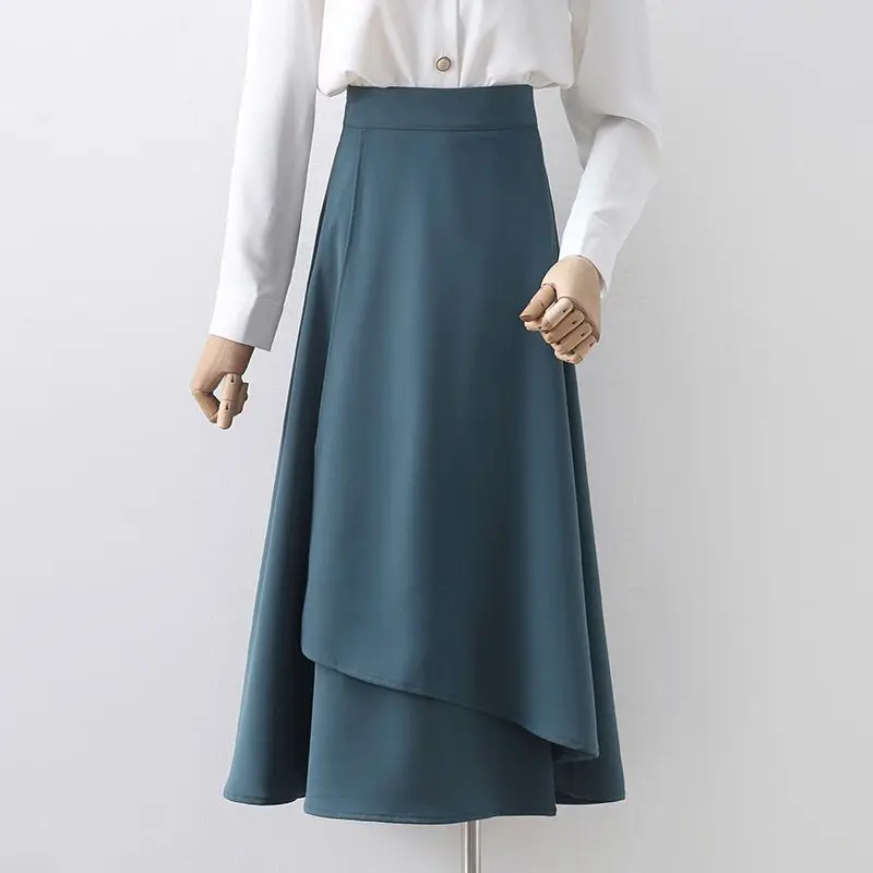 

Irregular Suit Skirts Women A-line Skirt Mid-length Slim and Slit Drooping Large Hem Skirt
