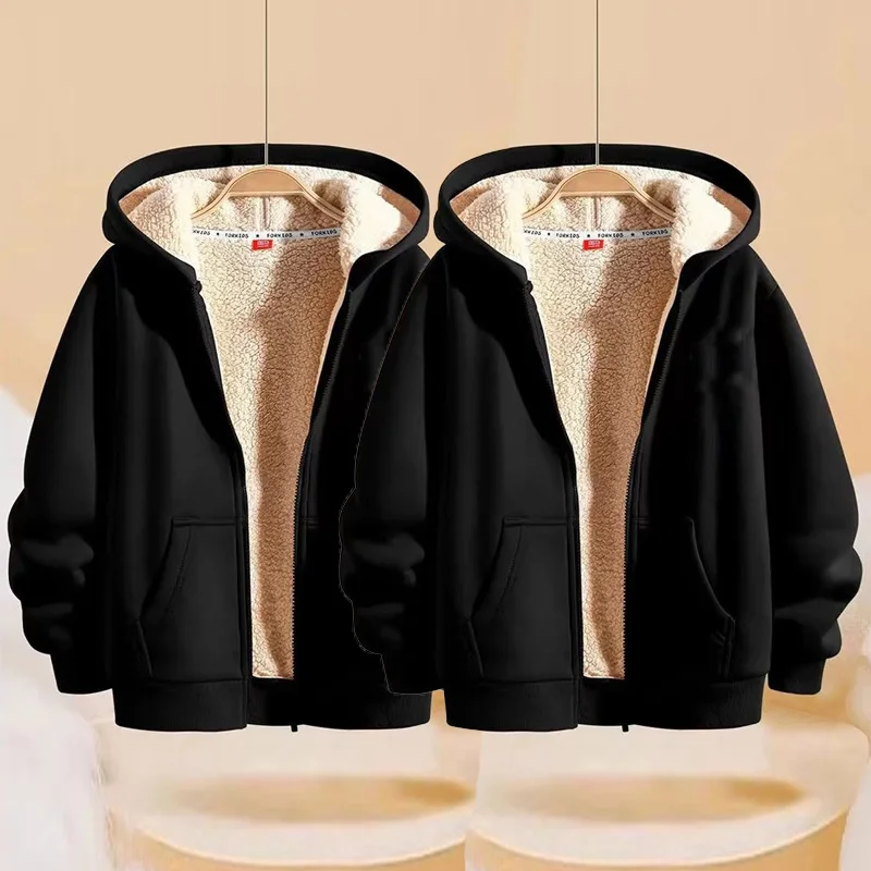 

Boys Plush Velvet Jackets Kids Girls Winter Thickened Coats Children Warm Hoodies Outerwear Teenager Fashion Hooded Clothing