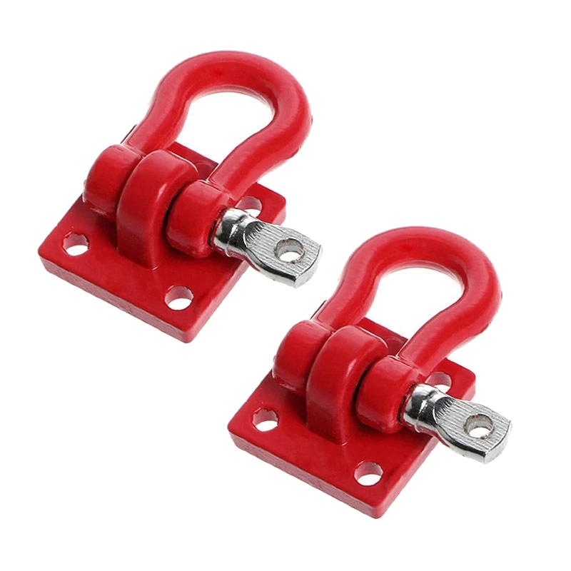 2pcs Metallo Arrampicata Rimorchio Gancio di Traino Ganci Fibbia, Verricello Catene Accessorio Per 1/10 Bilancia RC Crawler Camion D90 SCX10 Rosso