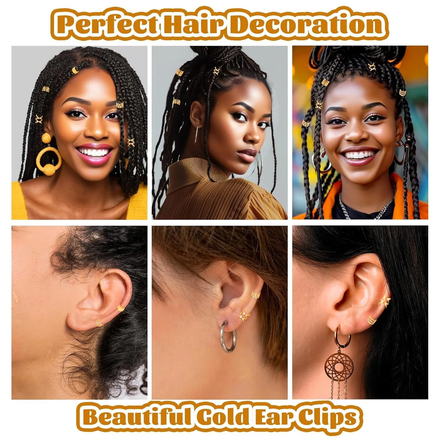 드레드락용 금도금 속이 빈 헤어 링 40개 세트 - 땋은 머리 연장 액세서리 |   DIY 헤어 주얼리 키트