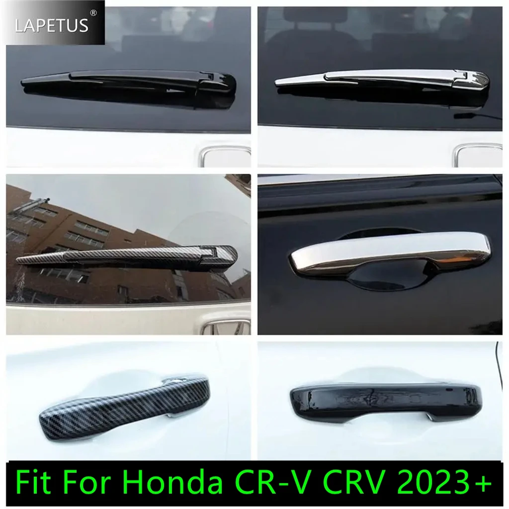 

ABS Car Rear Window Wiper / Door Doorknob Handle Catch Cover Trim For Honda CR-V CRV 2023 2024 Chrome / Carbon Fiber Accessories