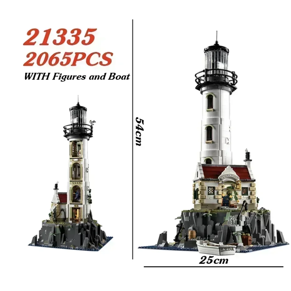 2065 PCS Gemotoriseerde Vuurtoren Bouwstenen Bakstenen Kinderen Kerst Verjaardagscadeautjes Speelgoed Compatibel Met 21335