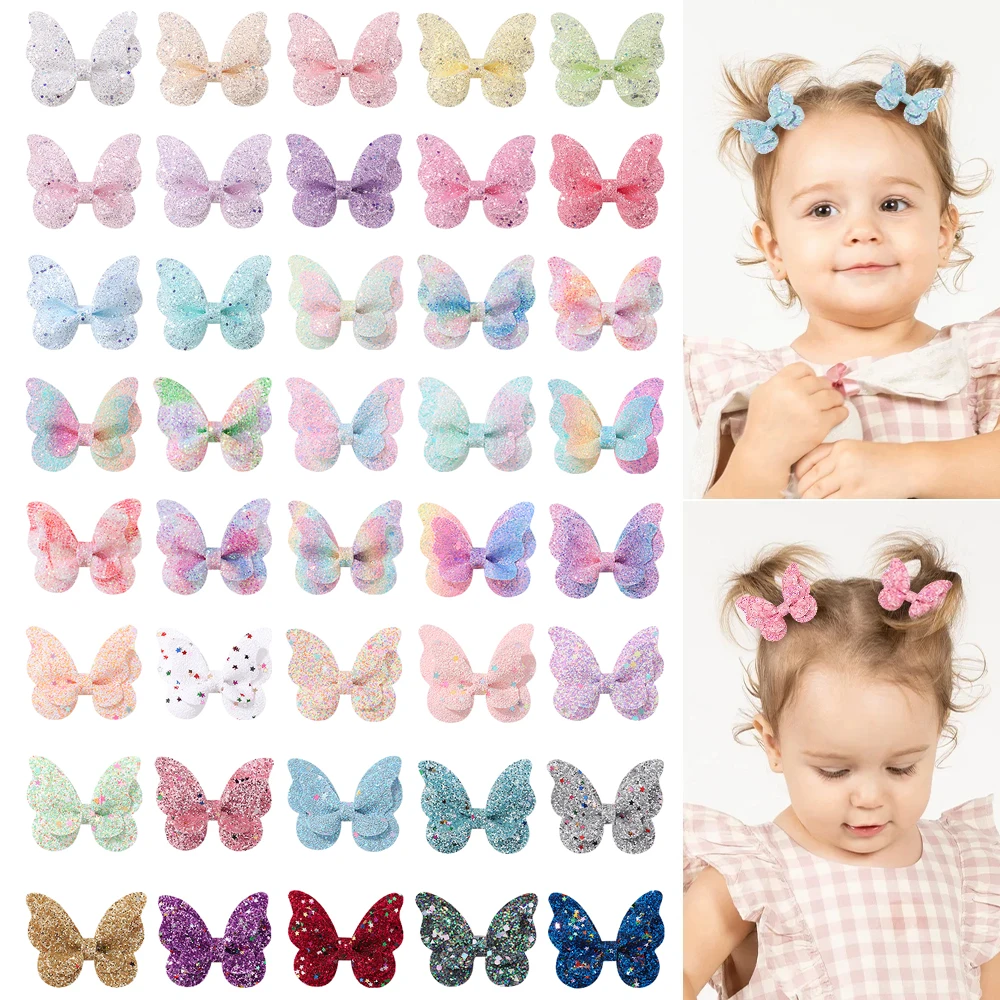 2/4/6Pcs Cute Butterfly Hair Clip Girls Sequin Side Bangs Clip Hairpin Girls Headdress Shinying Hair Accessories Gift Wholesale