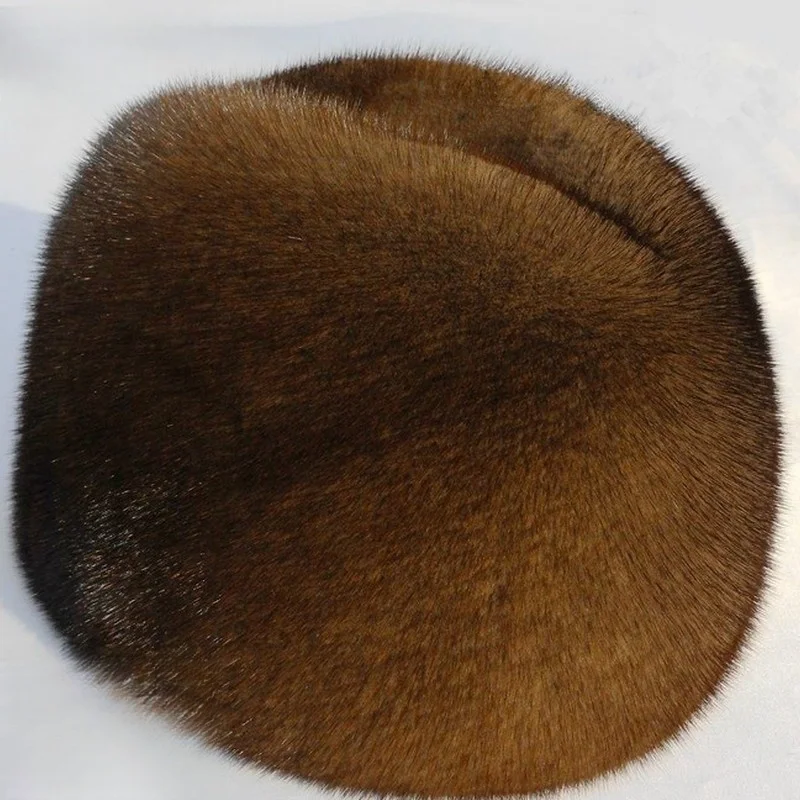 

Leather men's real fur old gentleman's outdoor hat