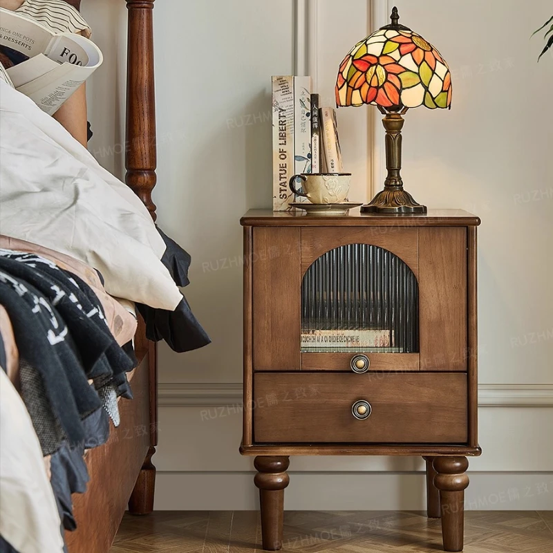 

Винтажная французская тумбочка, шкаф для хранения из цельного дерева, комод с арочными дверцами, художественный домашний декор для спальни и гостиной