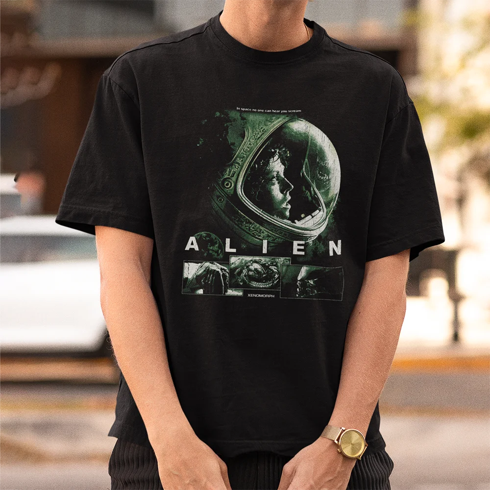 ALIEN Nostromo tops Cotton xenomorph ripley plus size T-shirts for men Big size Graphic shirts Aliens Predator horror movie