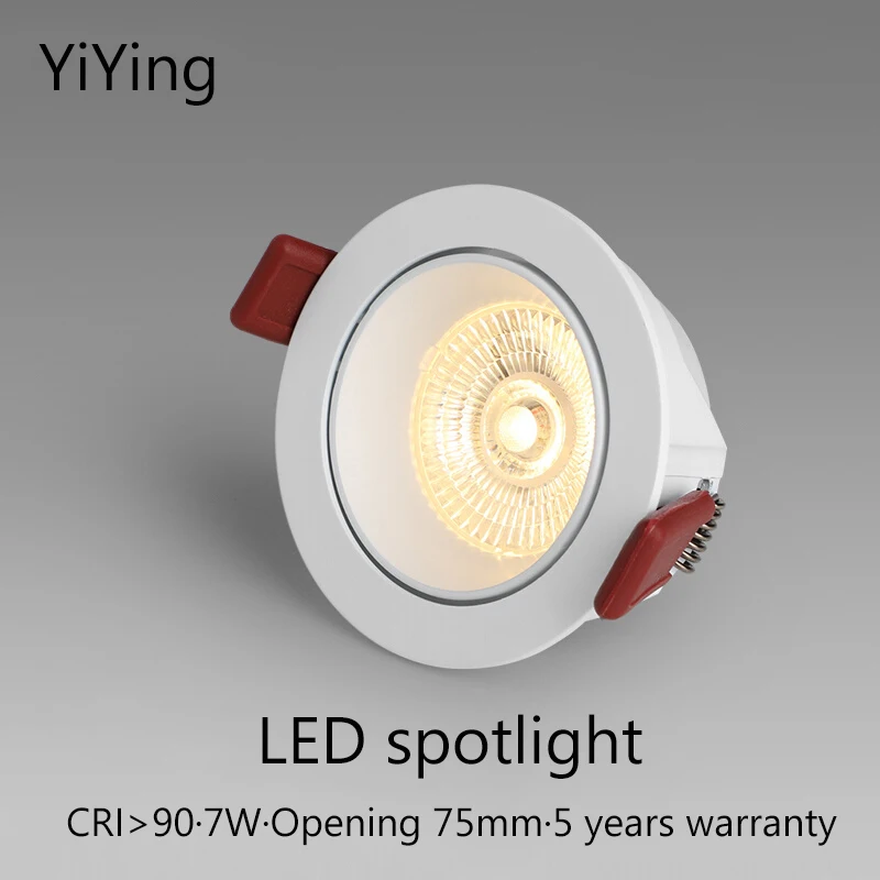 

YiYing Led Spot Light Recessed Round Downlight Aluminum Foco Led 7W Cut Hole 75mm Ceiling Spots 110V 220V Lamp For Home Shop