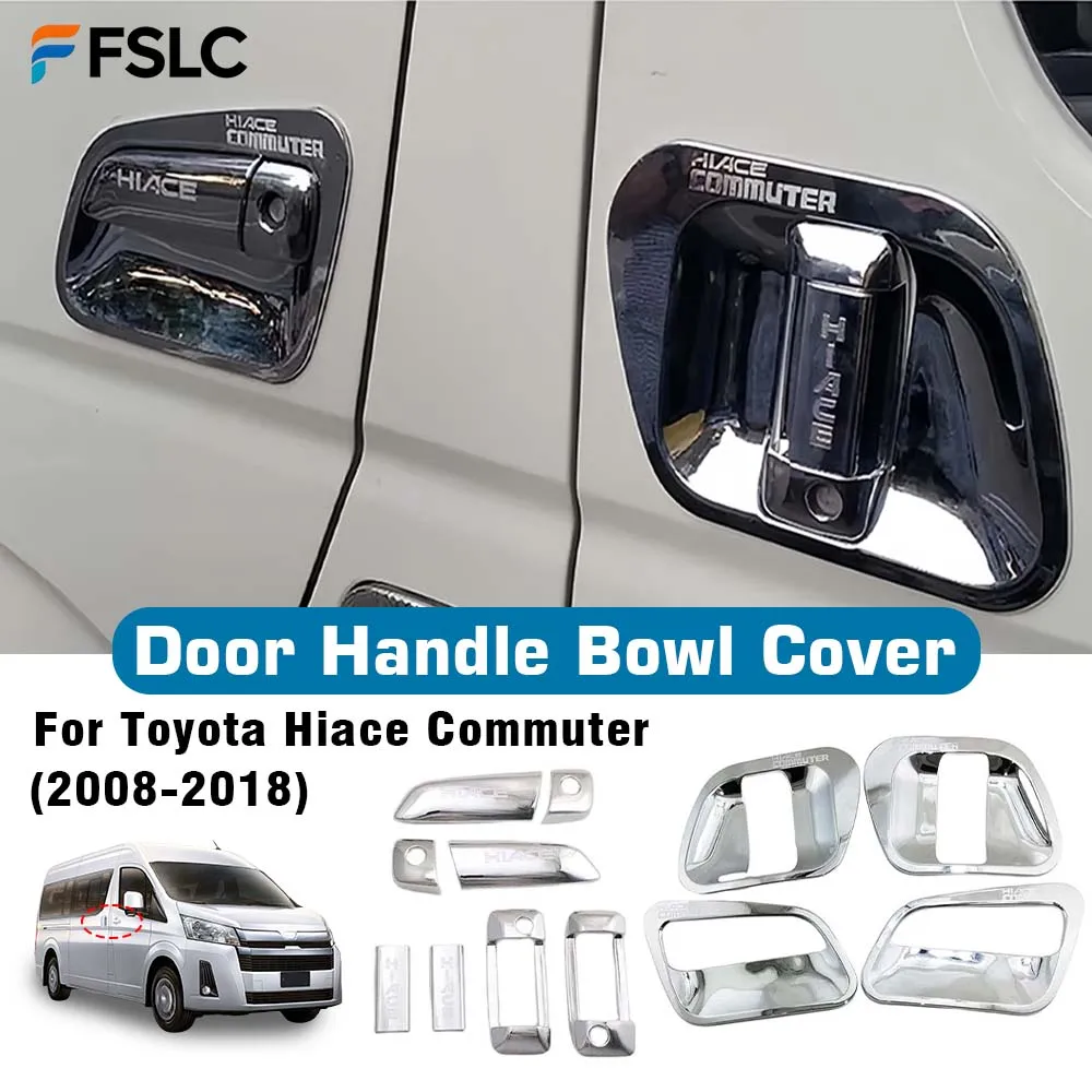 Car Decoration Door Handle Bowl Cover Trim For Toyota Hiace Commuter 2008-2018 Chrome Silver Cars Accessories Styling Upgrade