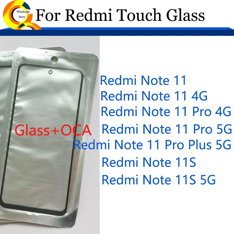 

10Pcs/Lot For Xiaomi Redmi Note 11s 11 Pro Plus 4G 5G 11s Touch Screen Panel Front Outer Glass Lens With OCA