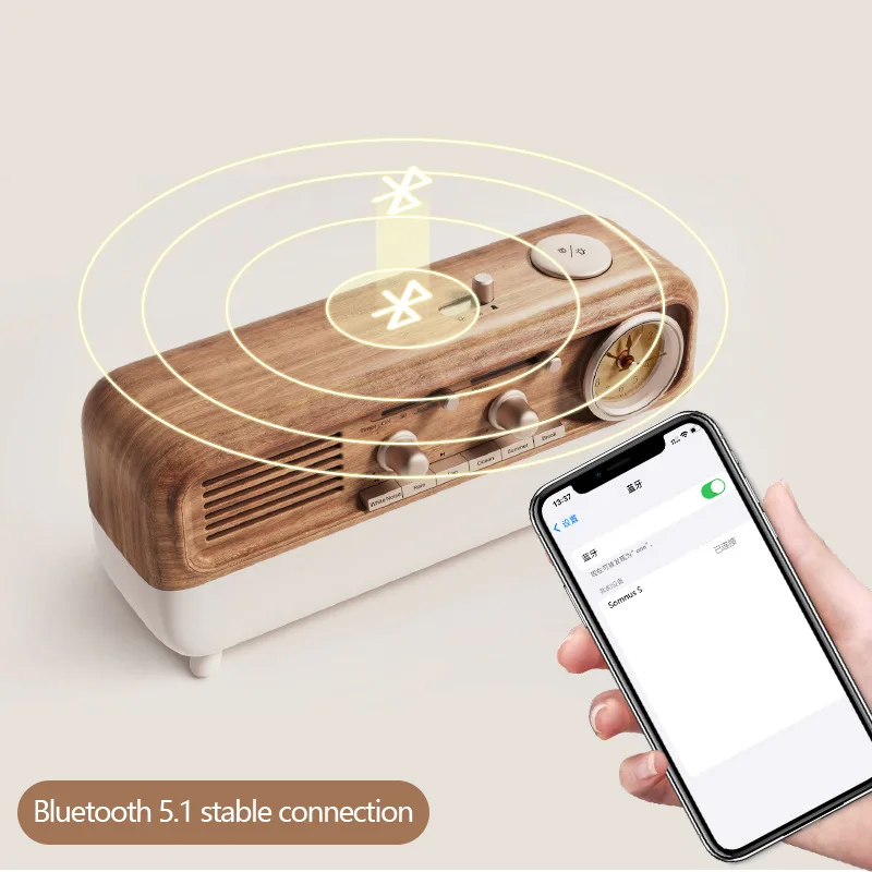 Alto-falante bluetooth multifuncional, criativo, retrô, ruído branco, cena natural, ajustável, cores duplas, luz ambiente, caixa de som para dormir