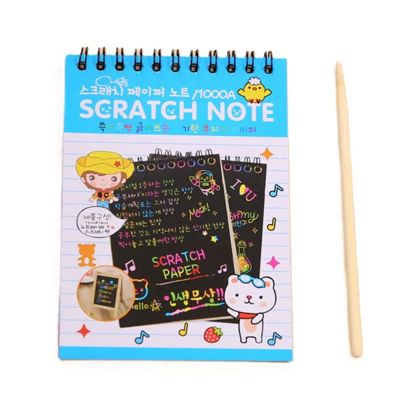 10 Blatt Regenbogen-Kratznotiz, Skizzenbuch, Papier, Malerei, Spielzeug, Kinder, DIY, Farbe, Kunst, Doodle, Rubbelkarte, Zeichnung