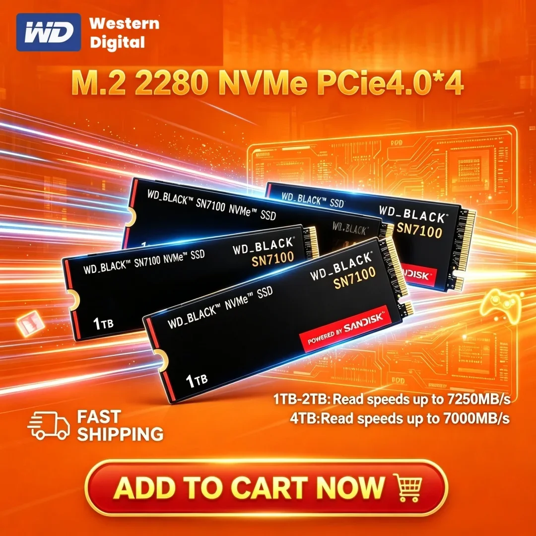 SSD Interno Western Digital BLACK SN7100 1TB 2TB 4TB NVMe M.2 2280 PCIe Gen 4.0 para Jogos, Unidade de Estado Sólido para PS5 e Laptop