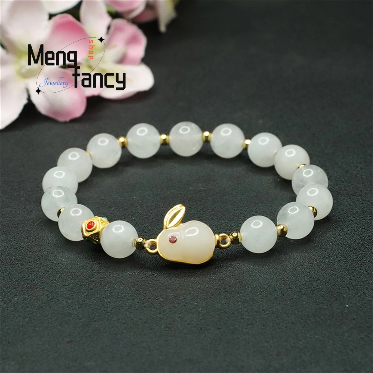 

Natural Authentic Gold Silk White Jade Rabbit Bracelet Simple Personalized Fashion Versatile Exquisite Luxury Men Women Jewelry