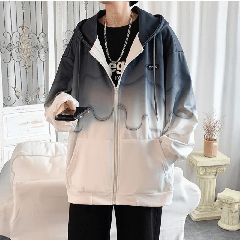 Man\'s 2024 Summer Sun Protection Clothing Zipper Hoodies Long Sleeve Oversize Loose Hooded Coat Y2k Korea Fashion Man Sports Top