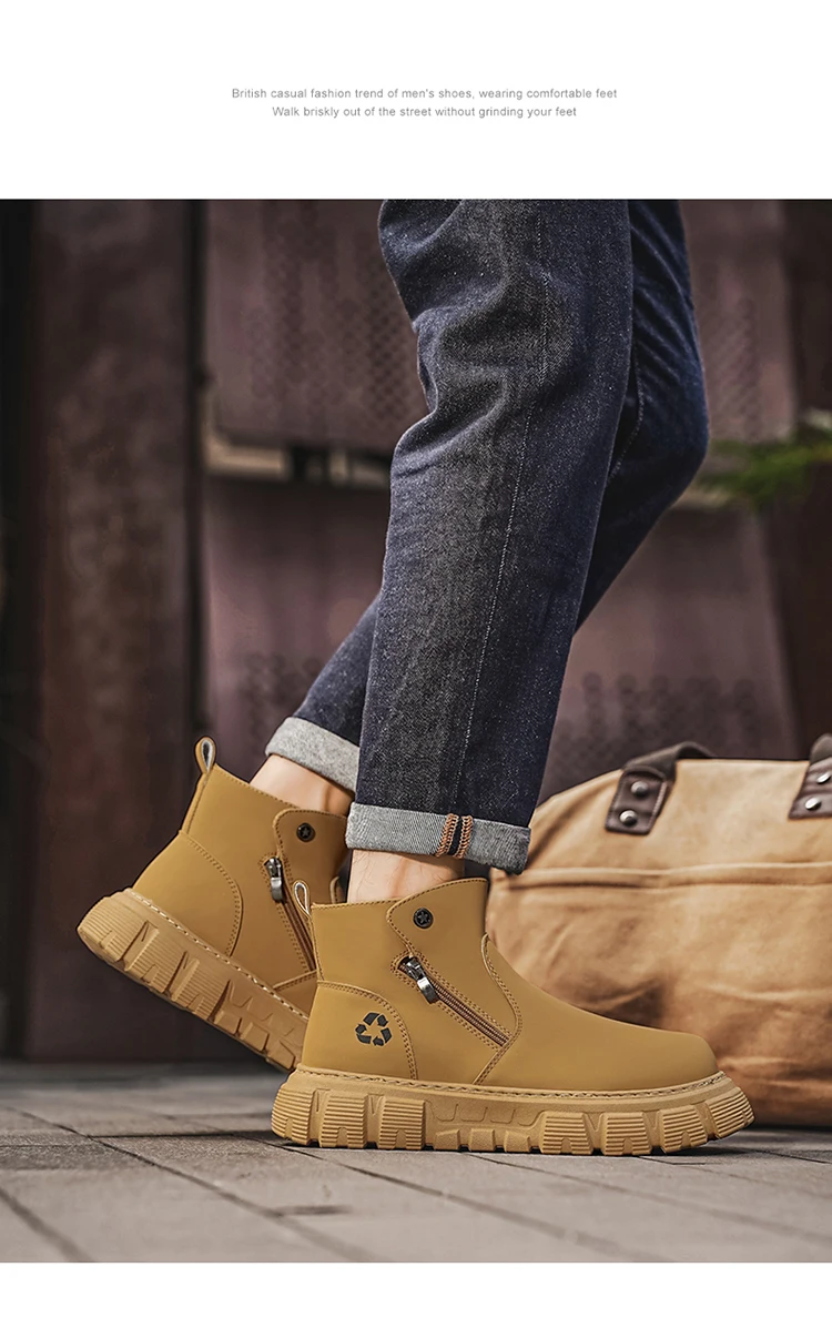Herren-Freizeitstiefel mit hohem Schaft und seitlichem Reißverschluss, atmungsaktiv und bequem für Outdoor-Sportarten, Wandern und Trekking. – Detail 8