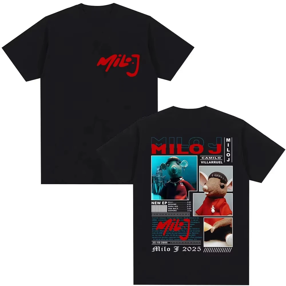 Camiseta de Verano de Moda Retro de Algodón Puro con Estampado Gráfico del Tour La Vida Era Más Corta 2026 de Milo J (Camilo Villarruel)